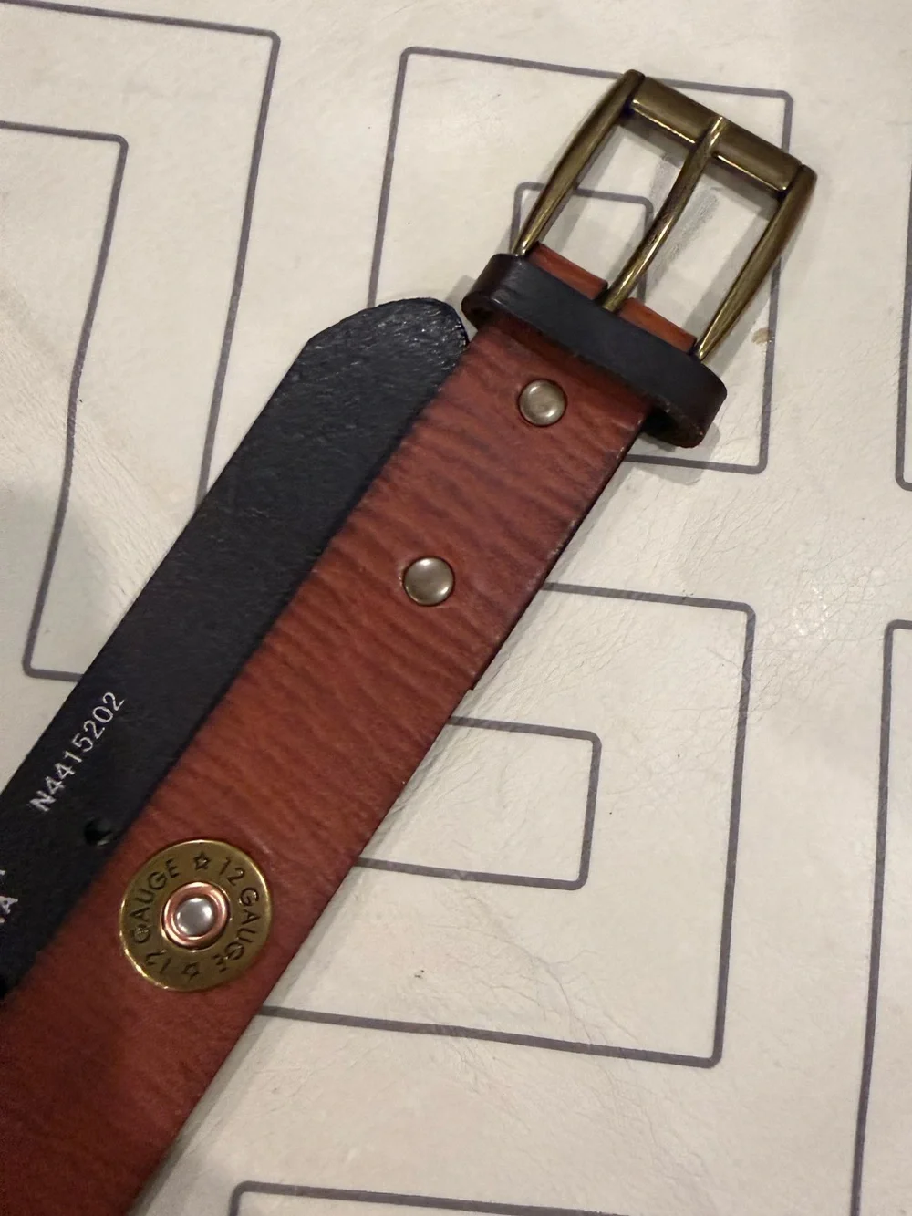 Nocona Brown Leather Belt with Brass Stud Accents